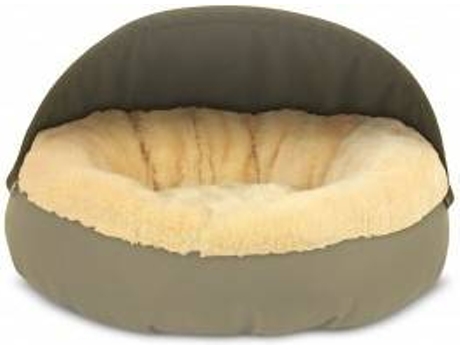 Cama Redonda para Perros y Gatos GAUTY Tela Impermeable y pelo (Beige - 57 cm)