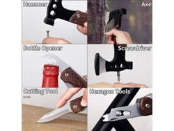Hacha De Campamento Multifunción Acero Inoxidable Herramienta Edc 8 En 1 Para Camping Pesca Supervivencia Con Funda Protectora