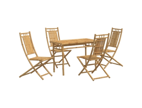 Conjunto 5 de comedor de jardín VIDAXL bambú