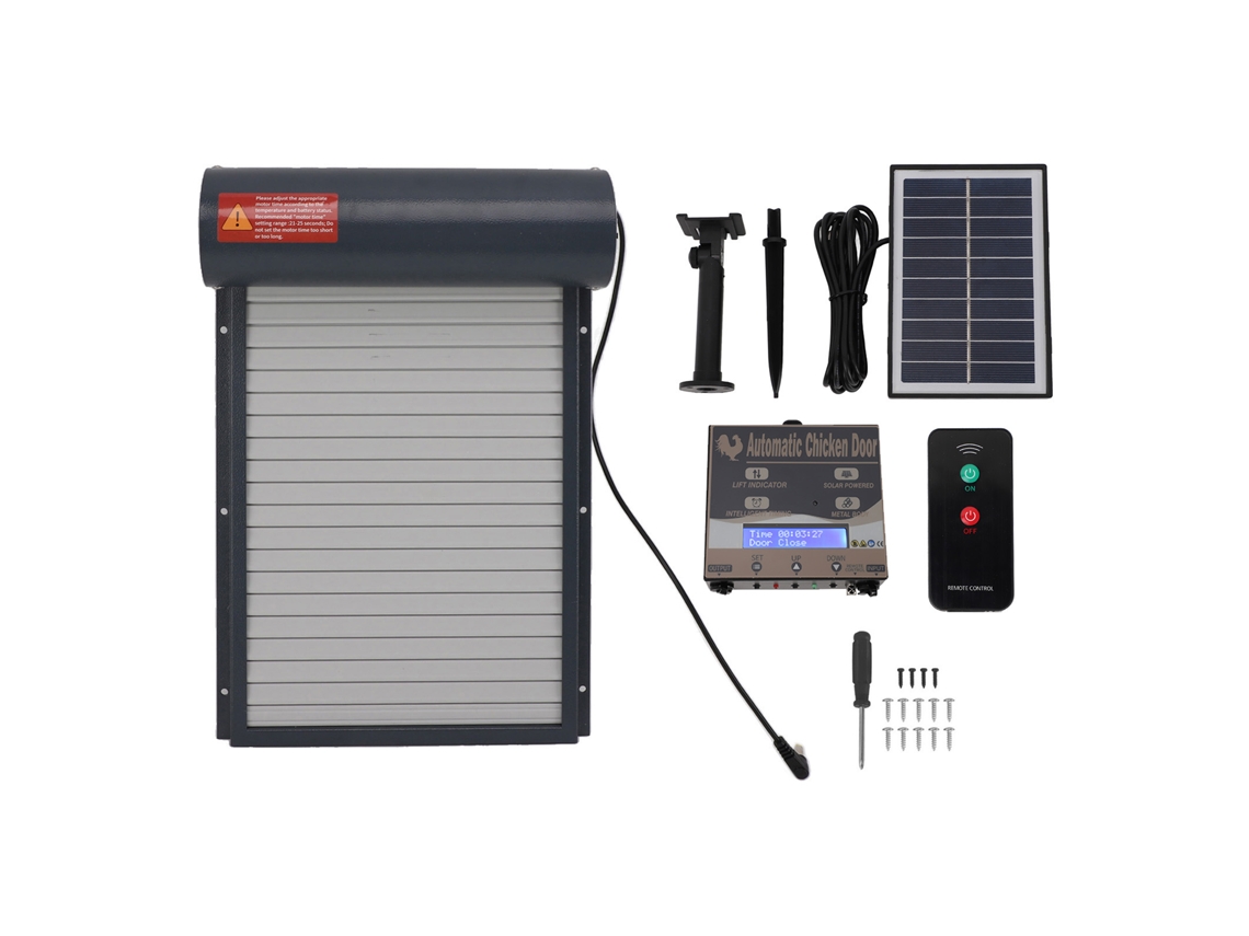 Puerta automática para gallinero, abridor de energía solar con temporizador, sensor de luz, puerta de gallinero con control remoto para pollos, P