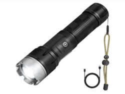 Antorcha Led 80000 Lúmenes Lámpara de Trabajo Led y Cob Linterna Recargable Súper Brillante y Potente con Zoom Negro YEMAESRE