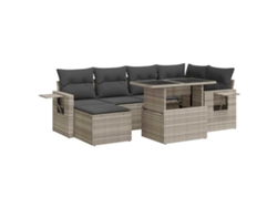 Maison Exclusive - Set De Sofás De Jardín 7 Pzas Con Cojines Ratán Pe Gris Claro