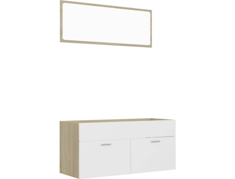 Conjunto 2 de muebles de baño VIDAXL madera contrachapada blanco roble