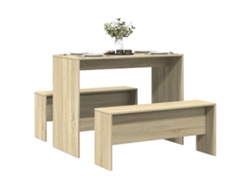 Mesa Y Bancos De Comedor 3 Pzas Madera Ingeniería Roble Sonoma