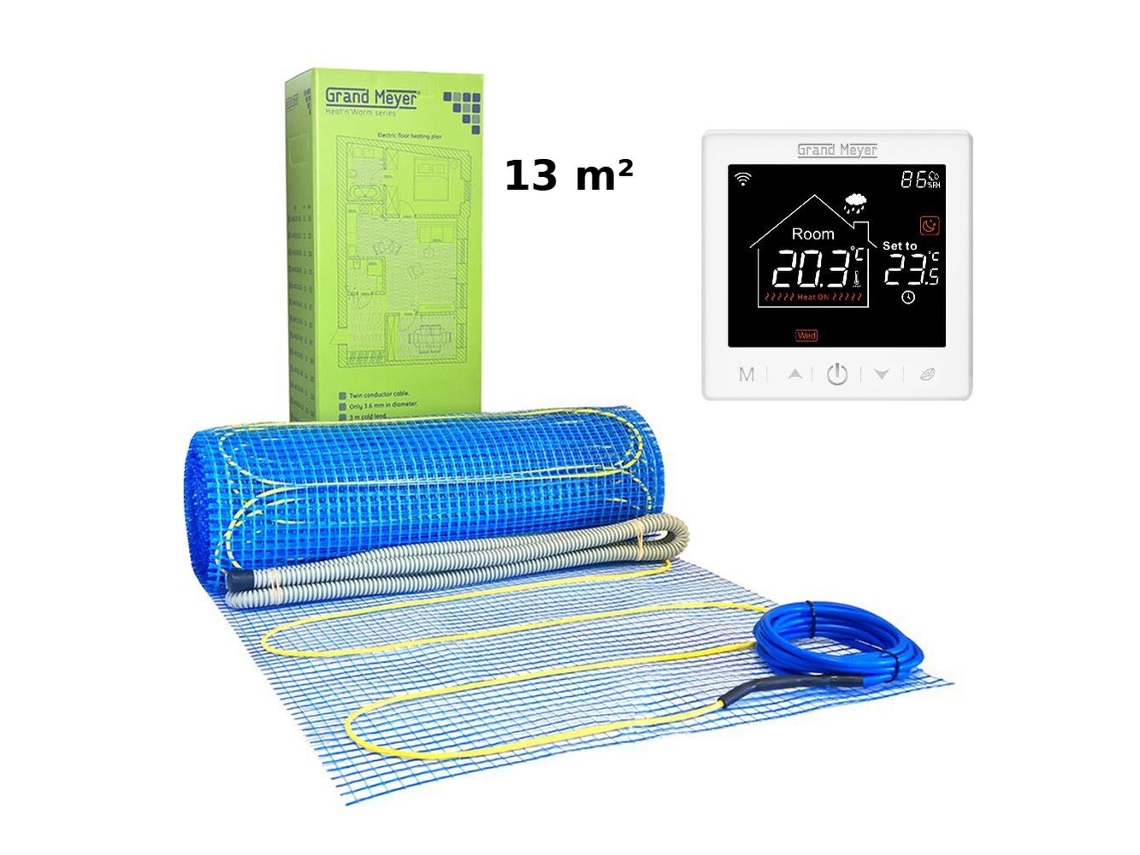 Kit de calefacción eléctrica por suelo radiante de 13 m², 170 W/m², termostato SN 10, Grand Meyer