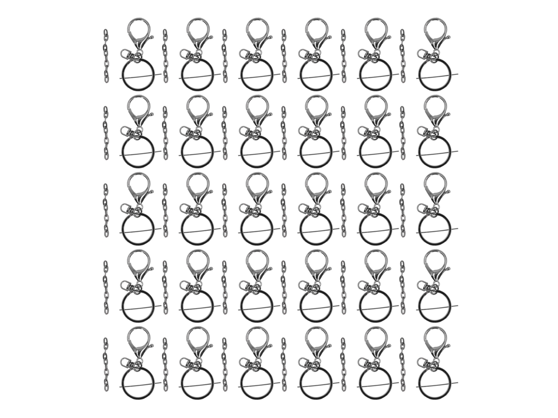Juego De 30 Llaveros De Metal Resistentes Con Cadena Para Manualidades Y Fabricación De Joyas - Gris