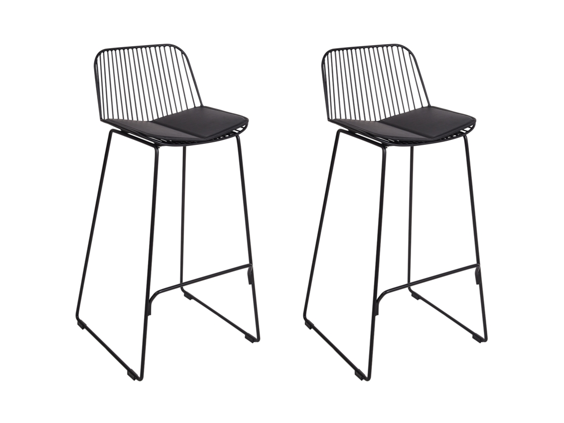 Conjunto de 2 cadeiras de bar BELIANI Pensacola de Aço Preto 49x49x99