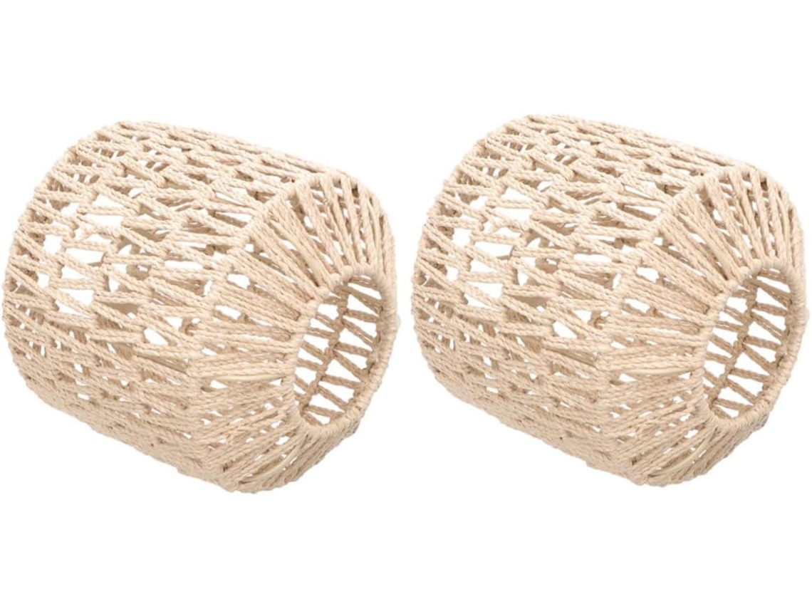 Juego de 2 pantallas rústicas para lámpara de araña, estilo granja, diseño redondo en forma de jaula. SFUSHOS