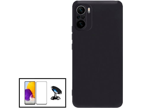 Kit Protector de Cristal Templado 5D Full Cover, Funda Silicona Liquida y Soporte Magnético de Coche Xiaomi Mi 11T PHONECARE Negro
