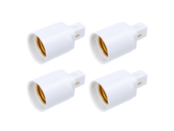 Rebe-4 Adaptadores De Base De Lámpara Convertidor G24d A E27 Soportes De Bombilla Para Led Halógeno Filamento 100-230v 6,50x3,50x3,50cm Blanco