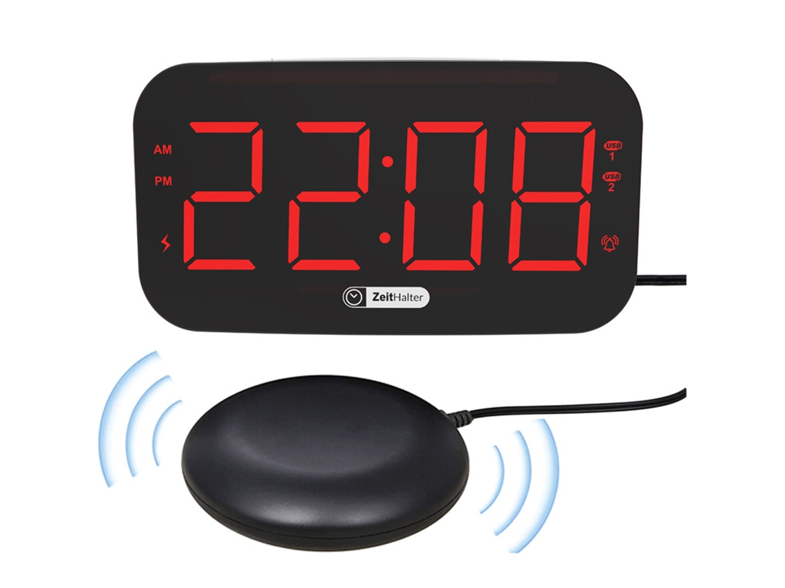 Reloj LED digital con alarma, control de brillo y función de repetición