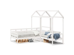 Conj. Sofá Cama Y Banco Con Techo 80x200cm Pino Macizo Blanco Dkd Home Decor