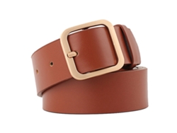 Cinturón Ajustable De Piel Sintética Para Mujer Con Hebilla Dorada, Estilo Casual Y Moderno, 35,4 X 1,3 Pulgadas.
