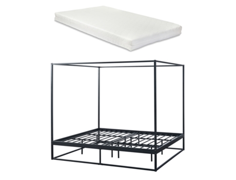 Cama con Dosel Kristianstad [ES.CASA] Metal Negro (206x185x180cm)