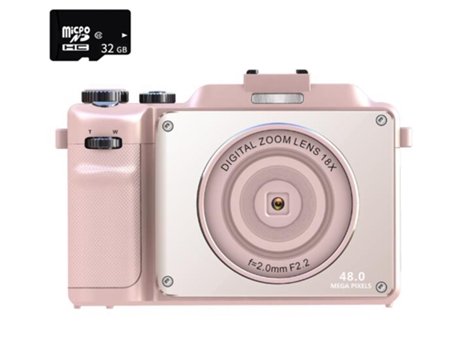 Cámara digital EZII CDX9 48MP F2.2 18X multiplicación Pantalla de 3 pulgadas 4K Regalo de cumpleaños rosa 32G
