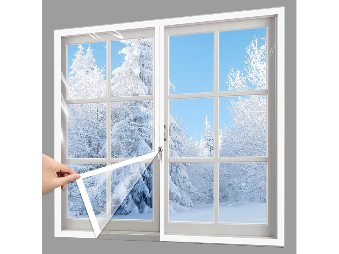Kit De Aislamiento Para Ventanas Invierno, Lámina Aislante Transparente Ventanas, Gruesa Bloquea El Aire Fr...