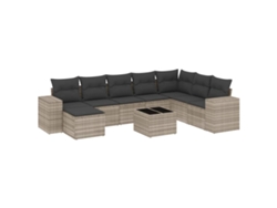 Maison Exclusive - Set Muebles Jardín 9 Pzas Y Cojines Ratán Sintético Gris Claro
