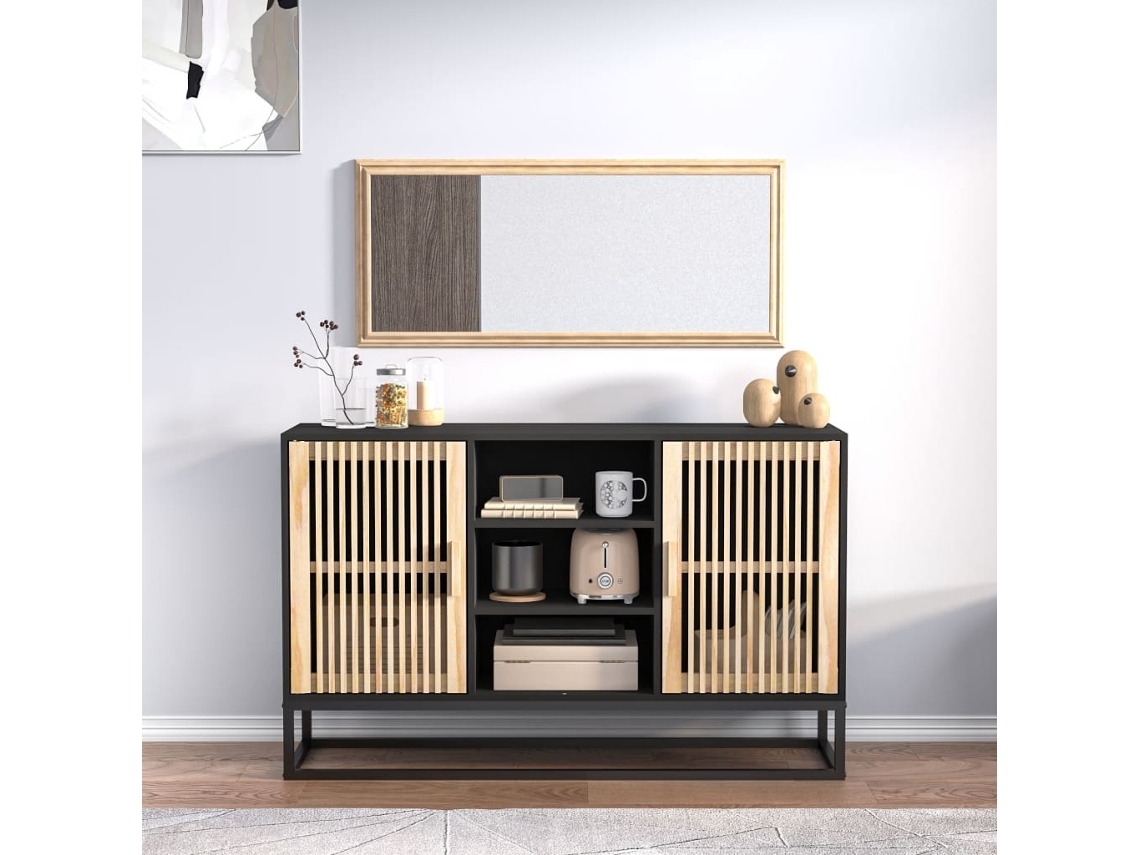 Aparador De Madera Contrachapada Negro 105x30x65 Cm