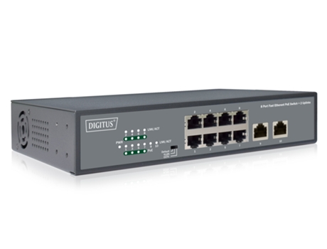 Switch DIGITUS 8 puertos Fast Ethernet Poe 19 pulgadas no administrado 2 enlaces ascendentes