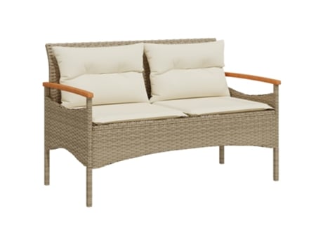 Banco De Jardín VIDAXL Beige Poli Ratán (116x62.5x74 cm)