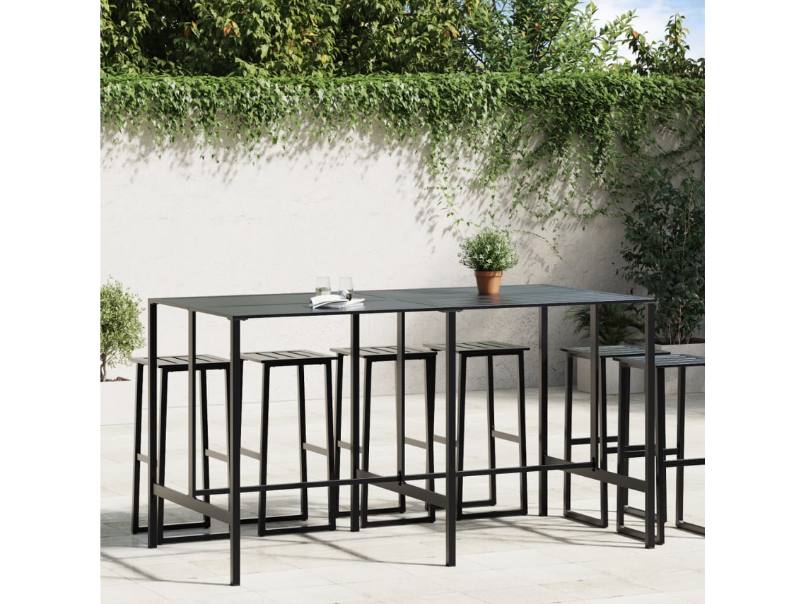 Mesa Alta De Bar Acero Recubrimiento Polvo Negro 200x100x110 Cm