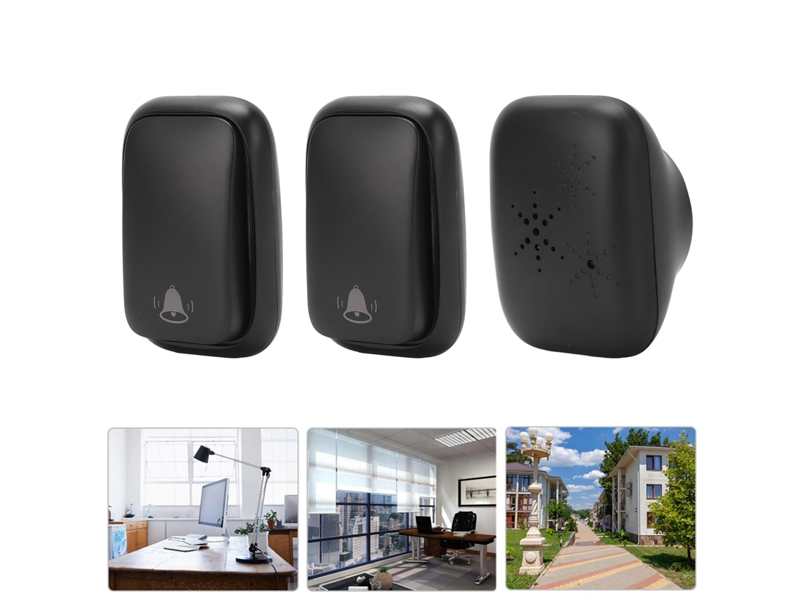 Conjunto De Timbre Inalámbrico Autoalimentado Sin Baterías Con 1 Receptor Y 2 Botones Para Hogar