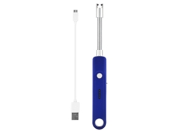 VVJIJILLY Isqueiro elétrico sem chama recarregável USB para churrasco, camping e culinária (azul)