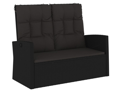 Banco De Jardín VIDAXL Negro Poli Ratán (118 cm)
