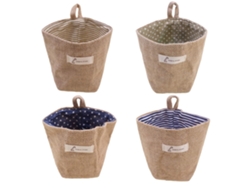 Cesta de almacenamiento de pared con 4 bolsas, cesta pequeña de algodón y lino, cesta colgante plegable familiar, 2025