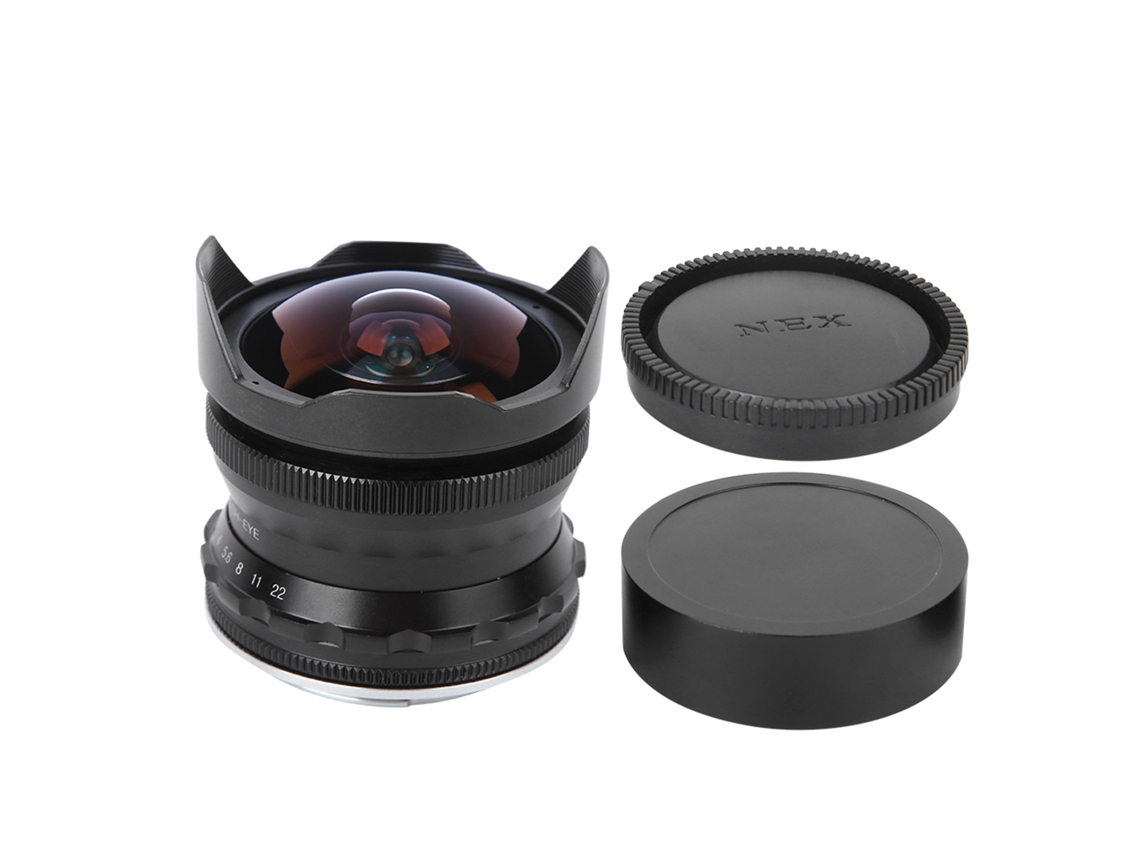 NEVEANCE Lente ojo de pez 7,5 mm F2,8 para cámara sin espejo, montura de latón EF-M y EOS M, compatible con M2 M3 M5 M6 M10 M100 M50