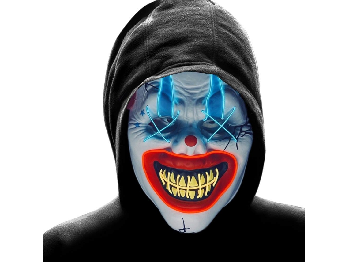 Máscara De Payaso Led Para Halloween, Accesorios De Cosplay, Fiestas, Decoración De Bares, 3 Modos, Pvc