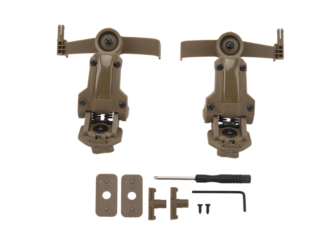 Adaptador De Riel Arc Para Casco Con Soporte Para Auriculares, Rotación Multiángulo, Marrón.