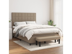Cama Box Spring Con Colchón Tela Gris Taupe 140x200 Cm