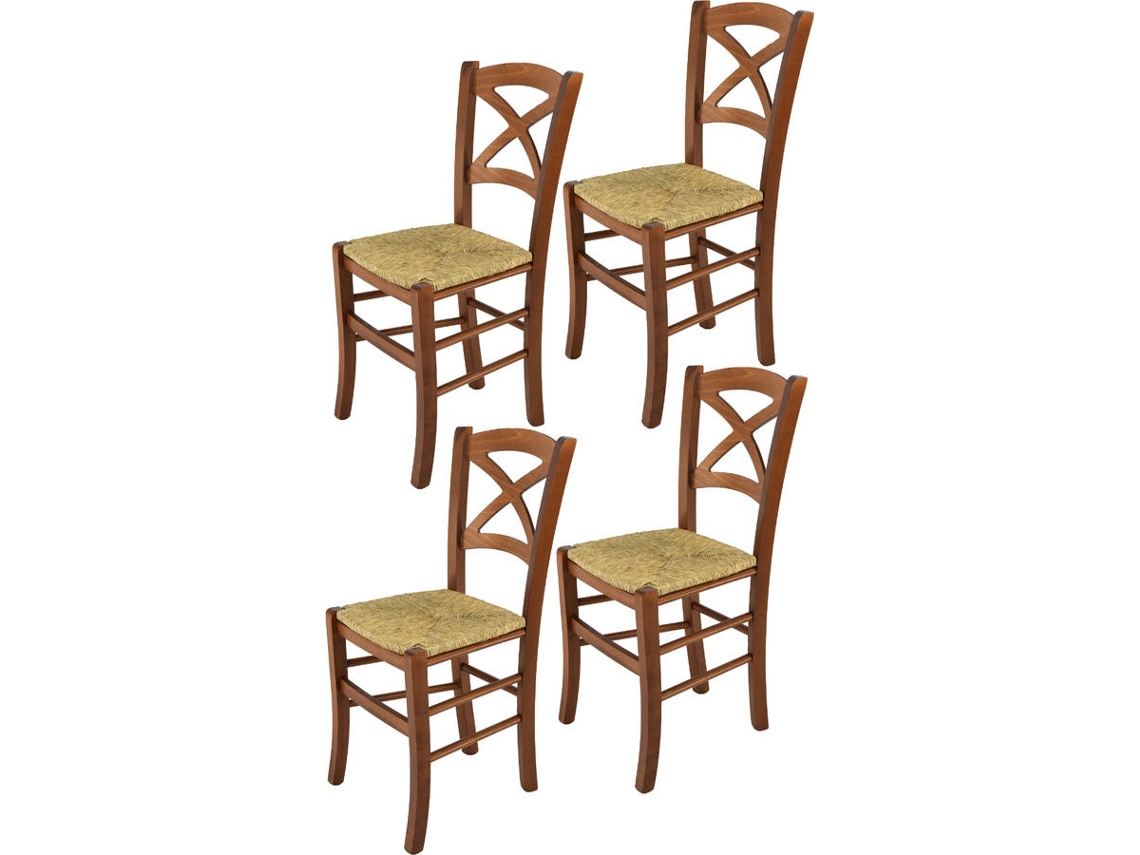 Conjunto de 4 Cadeiras T M C S Cross 330NO-110 (Castanho - 88x43x46 cm - Madeira)
