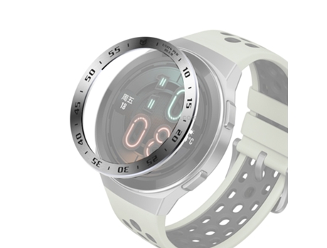 Anillo de bisel de acero inoxidable para reloj inteligente Huawei Watch GT2e, estilo: versión horaria (anillo plateado con letras negras)