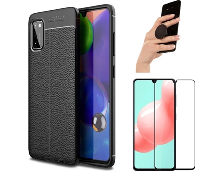 Carcasa, Protector y Popsocket Samsung A41 Rugged Leather Negro