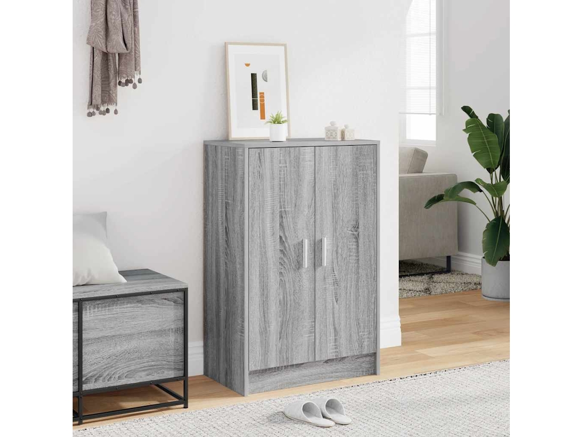 Zapatero | Armario Zapatero De Madera Contrachapada Gris Sonoma 60x35x92 Cm