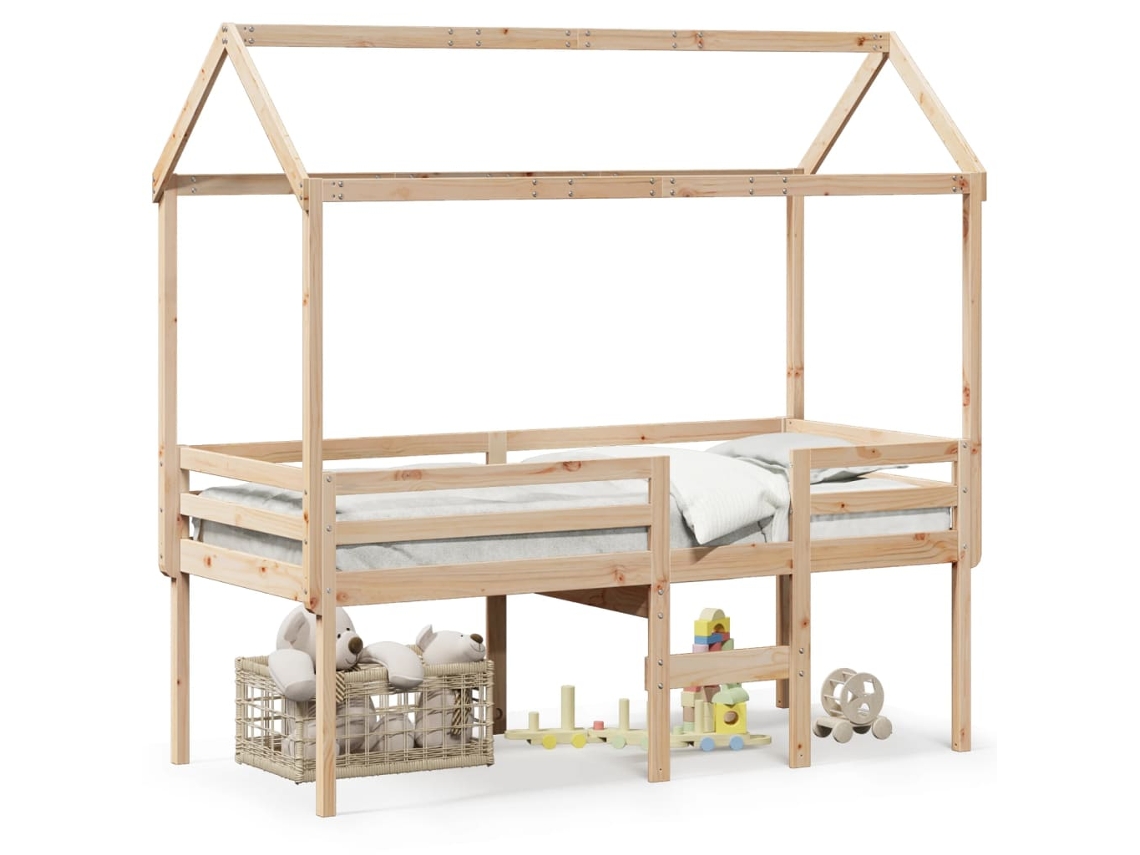 Cama Alta Con Techo 80x200 Cm Pino Macizo Dkd Home Decor