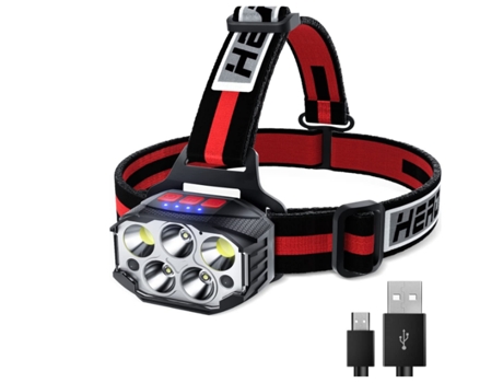 Linterna frontal LED recargable - 1100 lúmenes, 7 modos, resistente al agua, sensor de movimiento, luz roja, ideal para acampar, caminar, pescar CH...