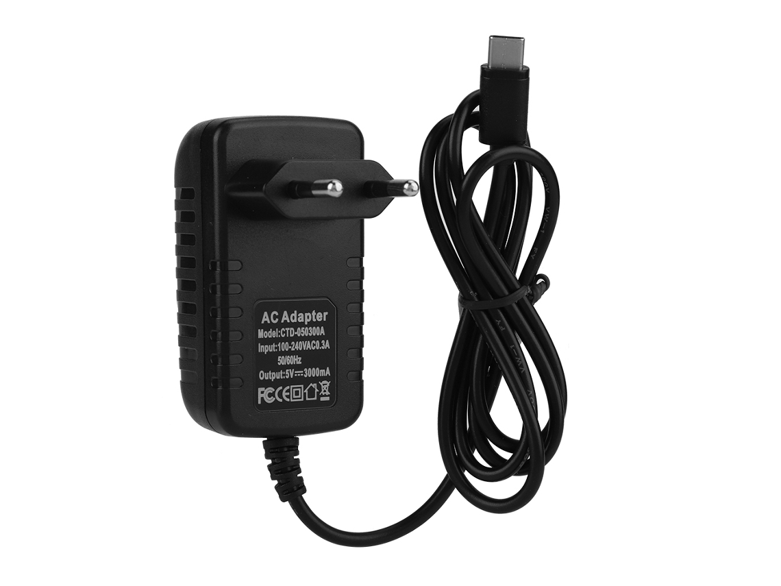 Adaptador de corriente para Raspberry Pi 4 Modelo B con puerto tipo C, 5 V/3 A, luz dorada