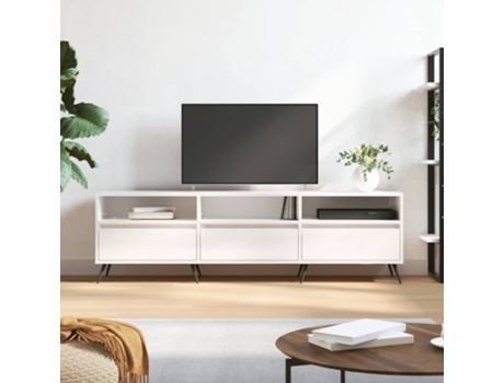 Mueble TV pared 2 uds madera contrachapada blanco 100x30x30 cm