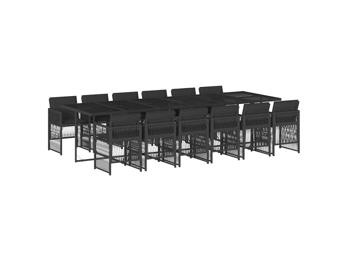 Maison Exclusive - Set Comedor De Jardín Con Cojines 13 Pzas Ratán Sintético Negro