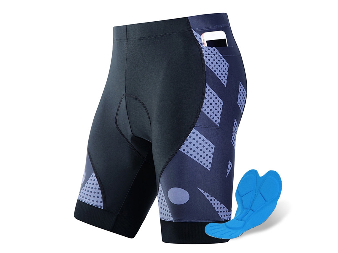 Calções de ciclismo masculinos Rebe com acolchoamento 4D, absorção de impacto, respiráveis e de secagem rápida.