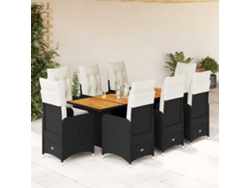 9 Pcs Conjunto De Bistro P/ Jardin C/ Almofadas Vime Pe Preto Dkd Home Decor