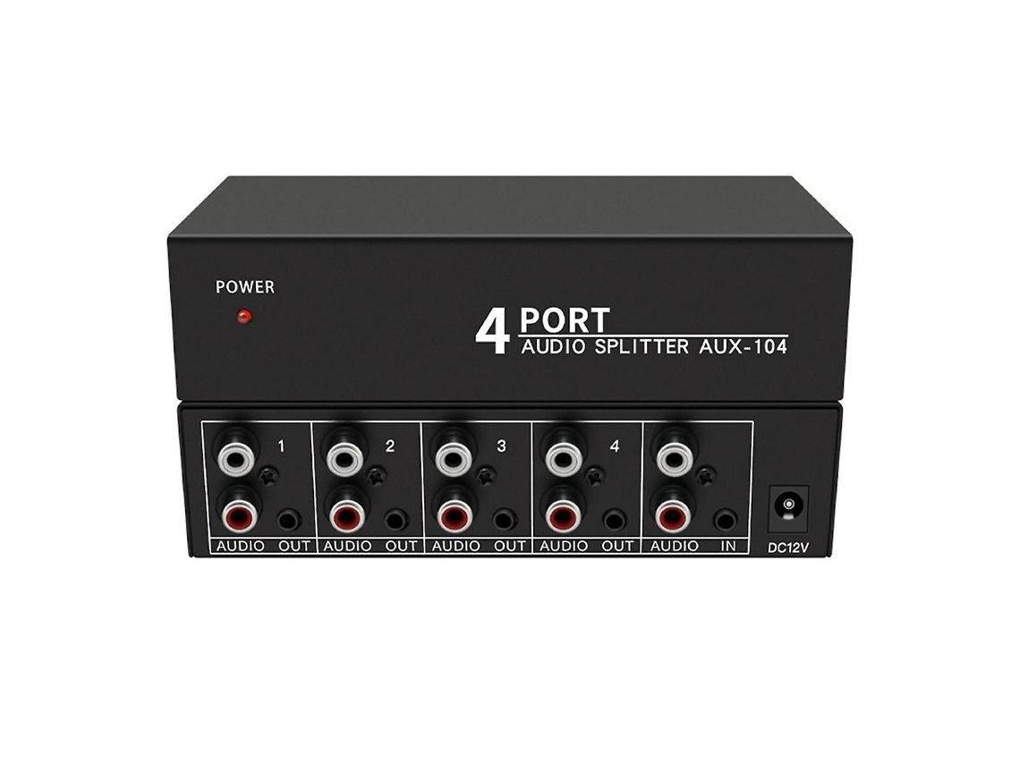 Divisor De Audio 1 Entrada 4 Salidas Rca L/r Aux Estéreo Distribuidor De Audio 1x4 Para Pc Dvd Altavoz, Enchufe Europeo