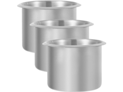 Juego de 3 portavasos marinos empotrables de acero inoxidable, 8 x 56 cm, con adaptador impermeable.