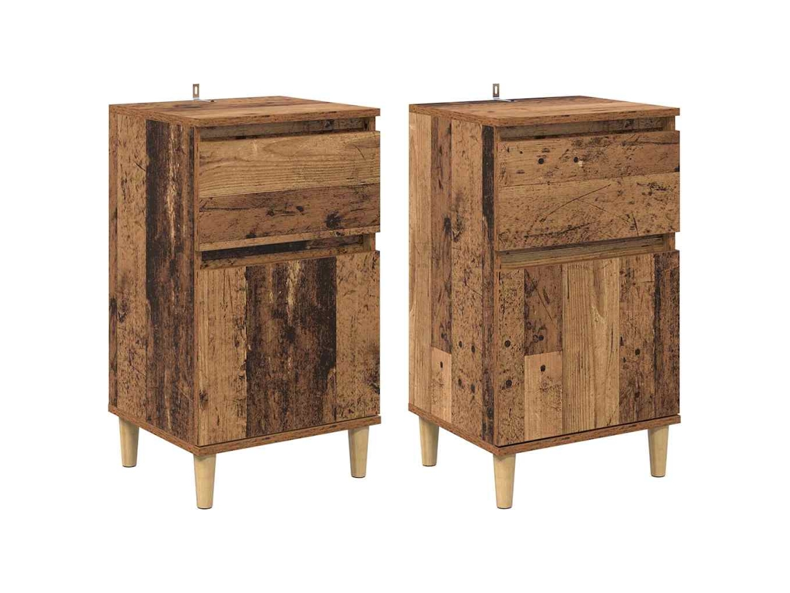 Juego de 2 mesitas de noche antiguas de madera 40x35x70 cm MAISON EXCLUSIVE