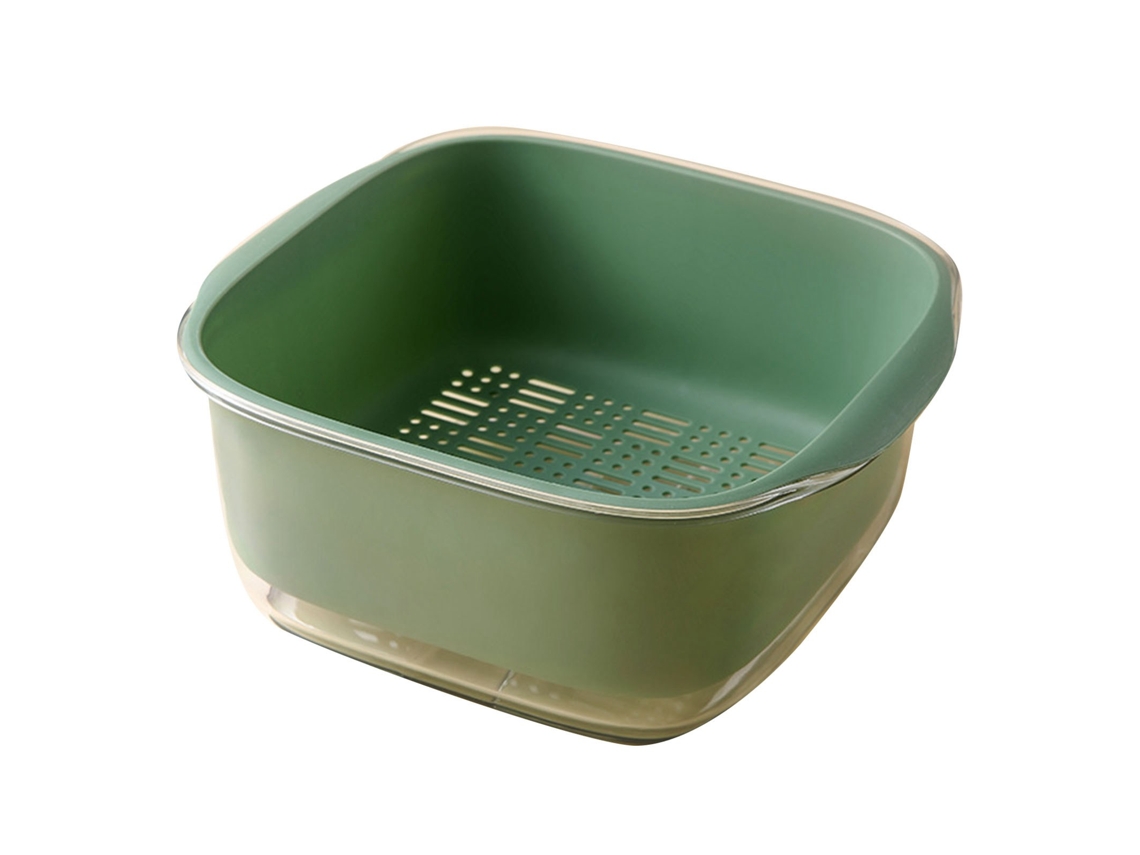 Colador De Cocina Multifuncional De Dos Capas Para Lavar Frutas Y Verduras, Fabricado En Plástico.