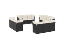 Maison Exclusive - Set De Sofás De Jardín 12 Piezas Cojines Ratán Sintético Negro
