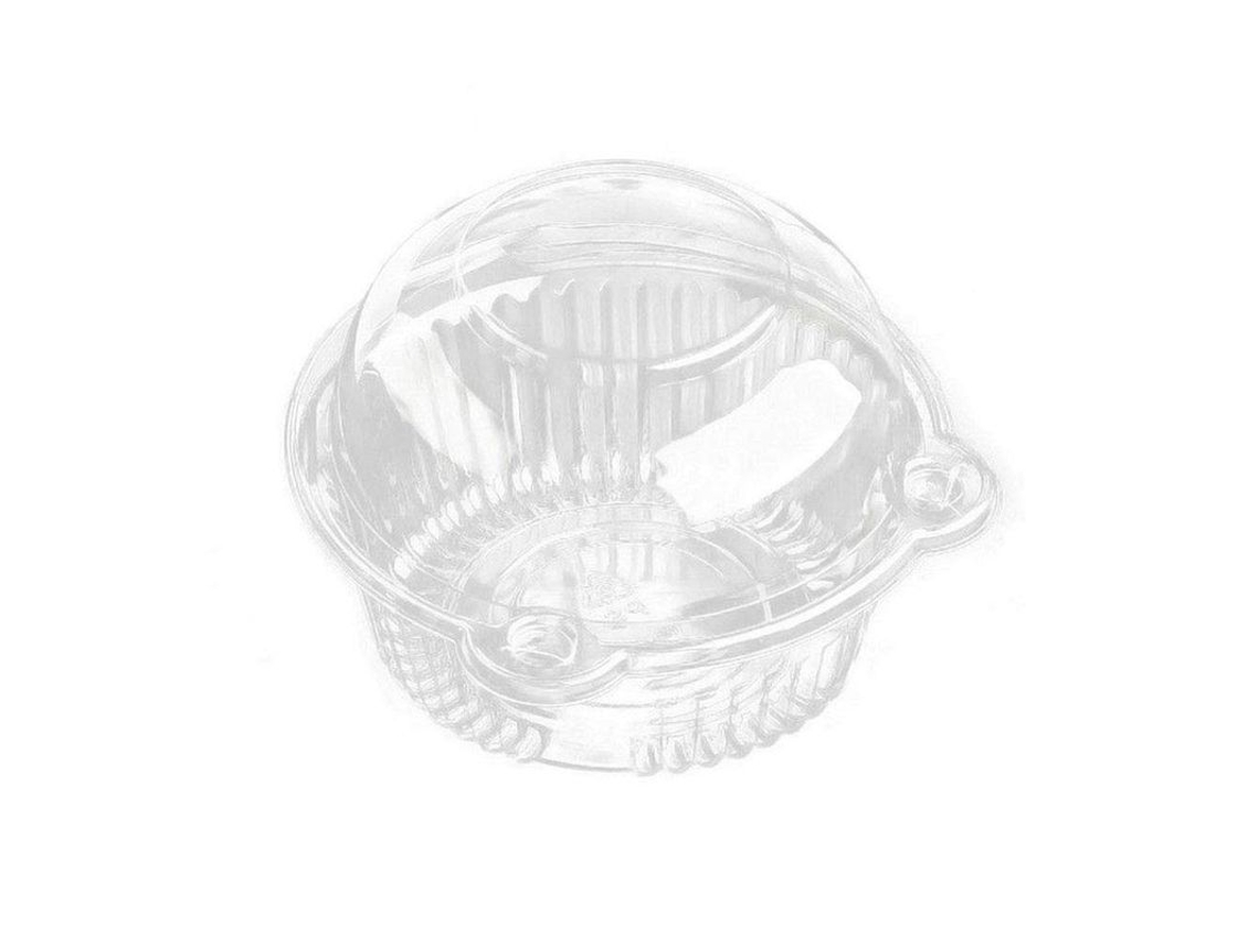 2026 - 50 unidades de forminhas descartáveis individuais para cupcakes, em plástico transparente, com tampa redonda.